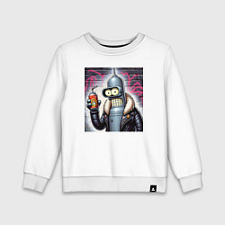 Свитшот хлопковый детский Бендер с баночкой лимонада - граффити, цвет: белый