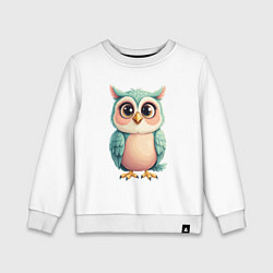 Свитшот хлопковый детский Милый совенок, цвет: белый