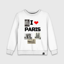 Свитшот хлопковый детский I love Paris, цвет: белый