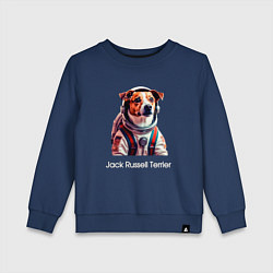 Свитшот хлопковый детский Jack Russell Terrier в скафандре, цвет: тёмно-синий