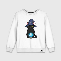 Свитшот хлопковый детский Котик предсказатель, цвет: белый