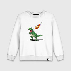 Свитшот хлопковый детский Страх динозавра, цвет: белый