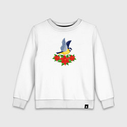 Детский свитшот Синица и рождественский цветок