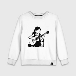 Свитшот хлопковый детский Классическая гитаристка аниме, цвет: белый