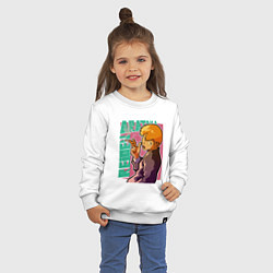 Свитшот хлопковый детский Моб психо 100 Arataka Reigen, цвет: белый — фото 2