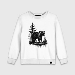 Свитшот хлопковый детский Хозяин леса черной краской, цвет: белый