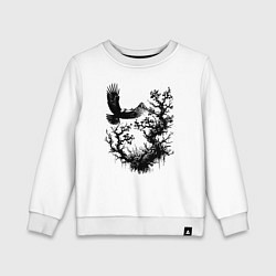 Свитшот хлопковый детский Орёл над вершинами, цвет: белый