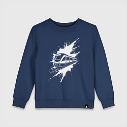 Свитшот хлопковый детский Поезд в белой краске, цвет: тёмно-синий