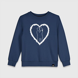 Свитшот хлопковый детский Сердце с поцелуем, цвет: тёмно-синий
