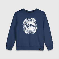 Свитшот хлопковый детский Цветочное ретро, цвет: тёмно-синий