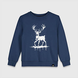 Свитшот хлопковый детский Олень в снегу, цвет: тёмно-синий