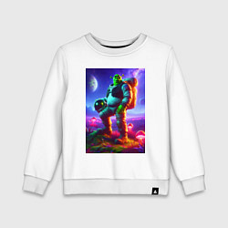 Свитшот хлопковый детский Космонавт Шрек на похожей планете, цвет: белый