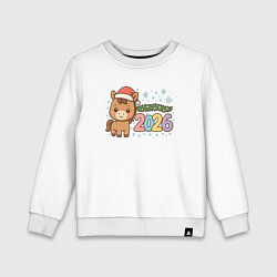 Свитшот хлопковый детский Новогодняя лошадка 2026, цвет: белый