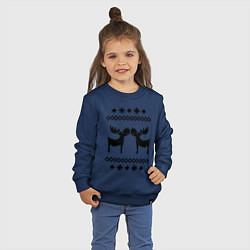 Свитшот хлопковый детский Узор с оленями, цвет: тёмно-синий — фото 2