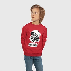 Свитшот хлопковый детский Гагарин: поехали, цвет: красный — фото 2