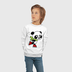 Свитшот хлопковый детский Панда на коньках, цвет: белый — фото 2