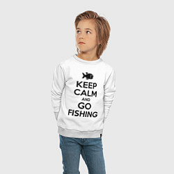 Свитшот хлопковый детский Keep Calm & Go fishing, цвет: белый — фото 2