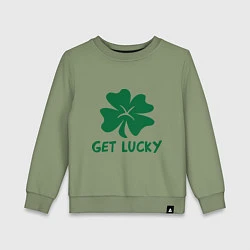 Свитшот хлопковый детский Get lucky, цвет: авокадо