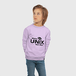 Свитшот хлопковый детский Make unix, not war, цвет: лаванда — фото 2