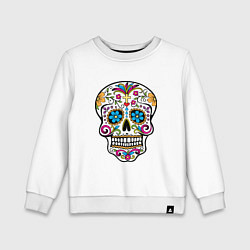 Свитшот хлопковый детский Skull decorated, цвет: белый