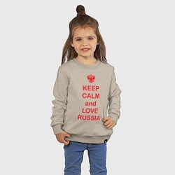 Свитшот хлопковый детский Keep Calm & Love Russia, цвет: миндальный — фото 2