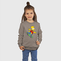 Свитшот хлопковый детский Барт на скейте, цвет: утренний латте — фото 2