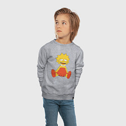 Свитшот хлопковый детский Lisa Simpson happy, цвет: меланж — фото 2