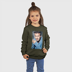 Свитшот хлопковый детский David Beckham: Portrait, цвет: хаки — фото 2