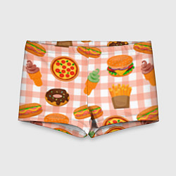 Плавки для мальчика PIZZA DONUT BURGER FRIES ICE CREAM pattern, цвет: 3D-принт