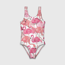 Купальник для девочки Рай фламинго, цвет: 3D-принт
