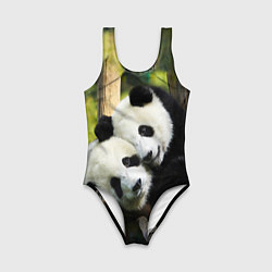 Купальник для девочки Влюблённые панды, цвет: 3D-принт