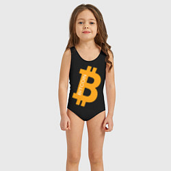 Купальник для девочки Биткоин криптовалюта оранжевое лого, цвет: 3D-принт — фото 2