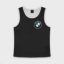 Майка-безрукавка детская BMW LOGO CARBON ЧЕРНЫЙ КАРБОН, цвет: 3D-белый
