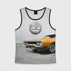 Майка-безрукавка детская Рыжая бестия - Plymouth Satellite 1971 года, цвет: 3D-черный