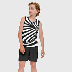 Майка-безрукавка детская Оптические иллюзии зебра, цвет: 3D-черный — фото 2