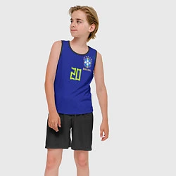 Майка-безрукавка детская Винисиус Жуниор ЧМ 2022 сборная Бразилии гостевая, цвет: 3D-черный — фото 2