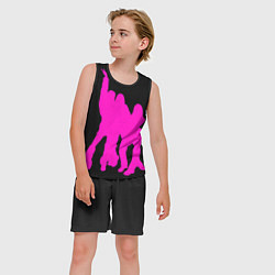Майка-безрукавка детская Розовый силуэт Blackpink на черном фоне, цвет: 3D-черный — фото 2