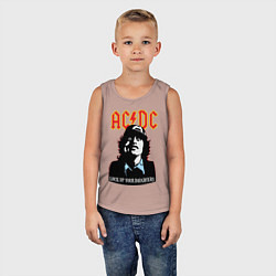 Майка детская хлопок AC/DC: Lock up your daughters, цвет: пыльно-розовый — фото 2