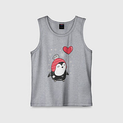 Майка детская хлопок Пингвин с шариком, цвет: меланж