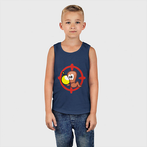 Детская майка Worms червяк под прицелом / Тёмно-синий – фото 5