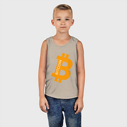 Майка детская хлопок Bitcoin Boss, цвет: миндальный — фото 2