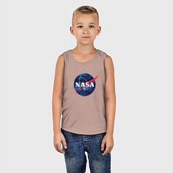 Майка детская хлопок NASA: Cosmic Logo, цвет: пыльно-розовый — фото 2