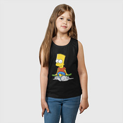 Майка детская хлопок Барт на скейте, цвет: черный — фото 2