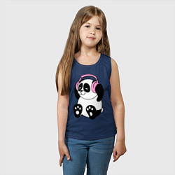 Майка детская хлопок Panda in headphones панда в наушниках, цвет: тёмно-синий — фото 2