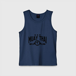 Майка детская хлопок Muay thai boxing, цвет: тёмно-синий