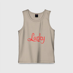 Майка детская хлопок Lucky logo, цвет: миндальный