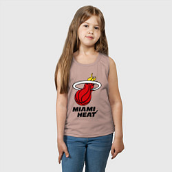 Майка детская хлопок Miami Heat-logo, цвет: пыльно-розовый — фото 2