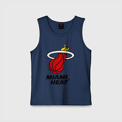 Майка детская хлопок Miami Heat-logo, цвет: тёмно-синий
