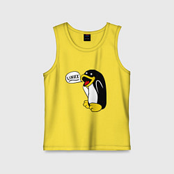 Майка детская хлопок Пингвин: Linux, цвет: желтый