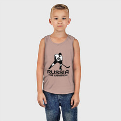 Майка детская хлопок Russia: Hockey Champion, цвет: пыльно-розовый — фото 2